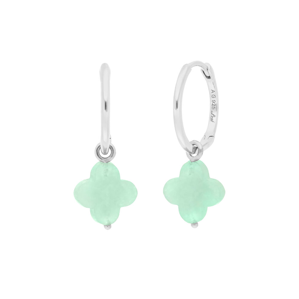 Creolen Clover Gem, Amazonit, 925 Sterlingsilber