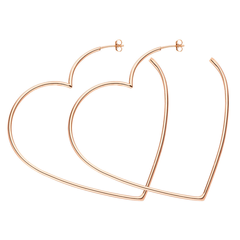 Creolen Herz, 60mm, 18K Rosegold vergoldet