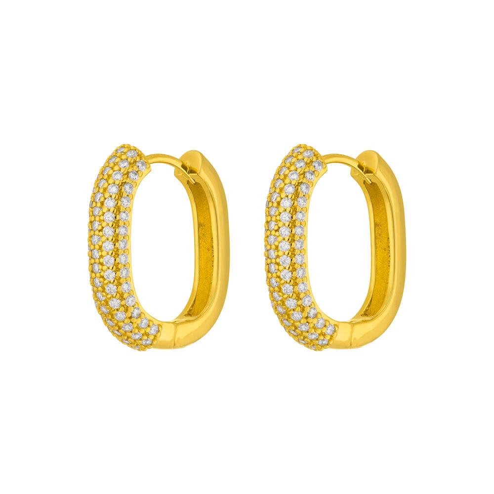 Creolen PAVE Wei, 18 Karat Gelbgold vergoldet