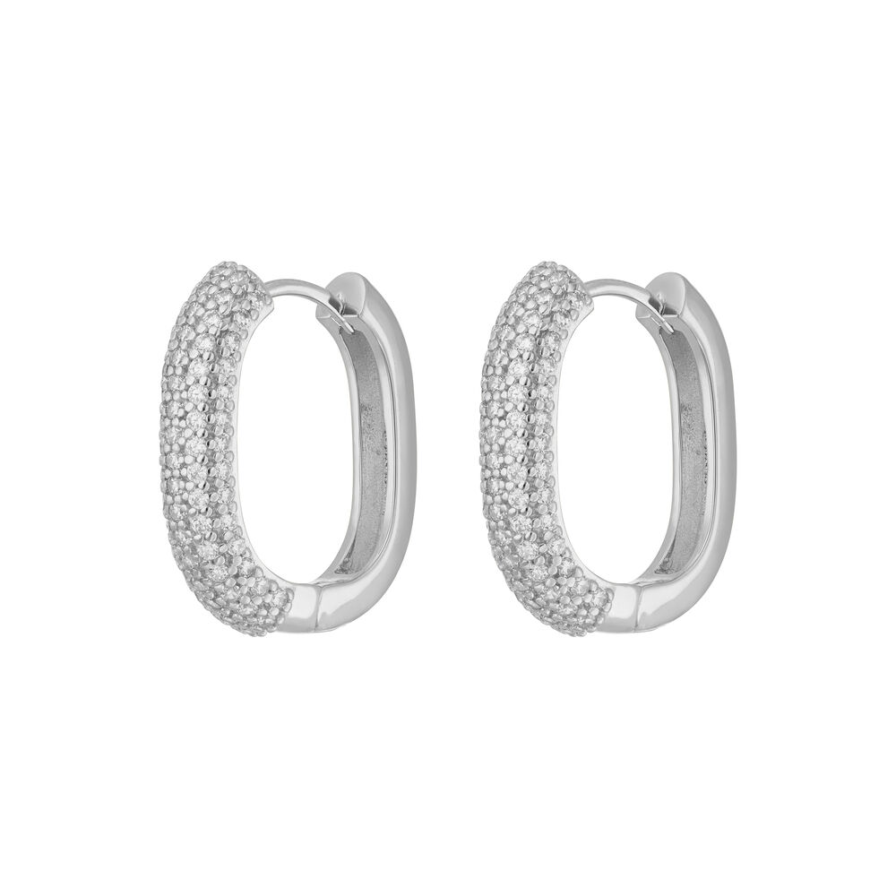 Creolen PAVE Wei, 925 Sterlingsilber