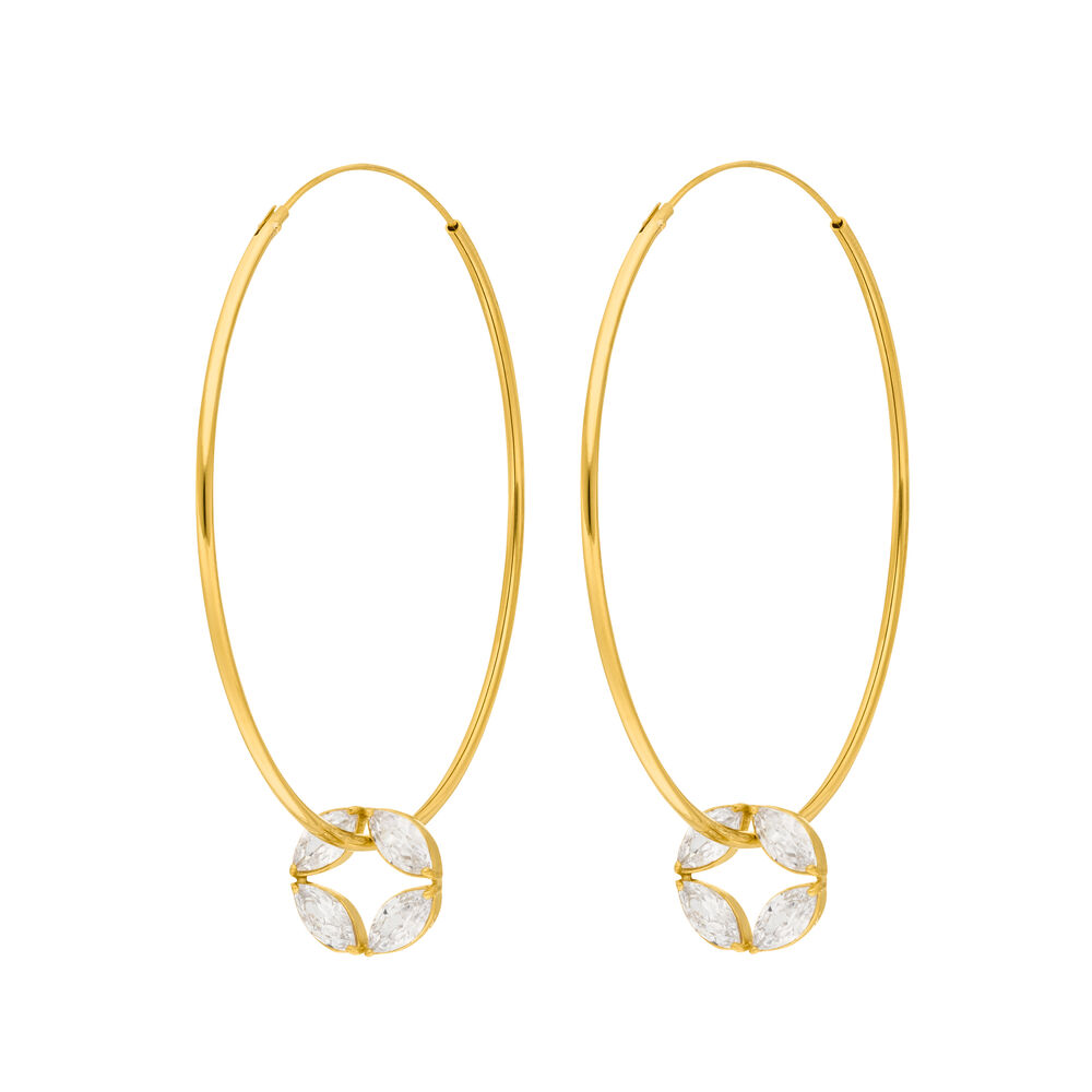 Creolen Zirkonia Flower, 18 K Gelbgold vergoldet