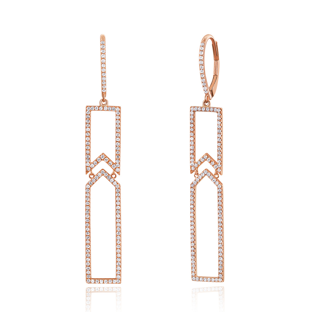 Ohrringe Unique mit Diamanten, 18 Karat Rosegold