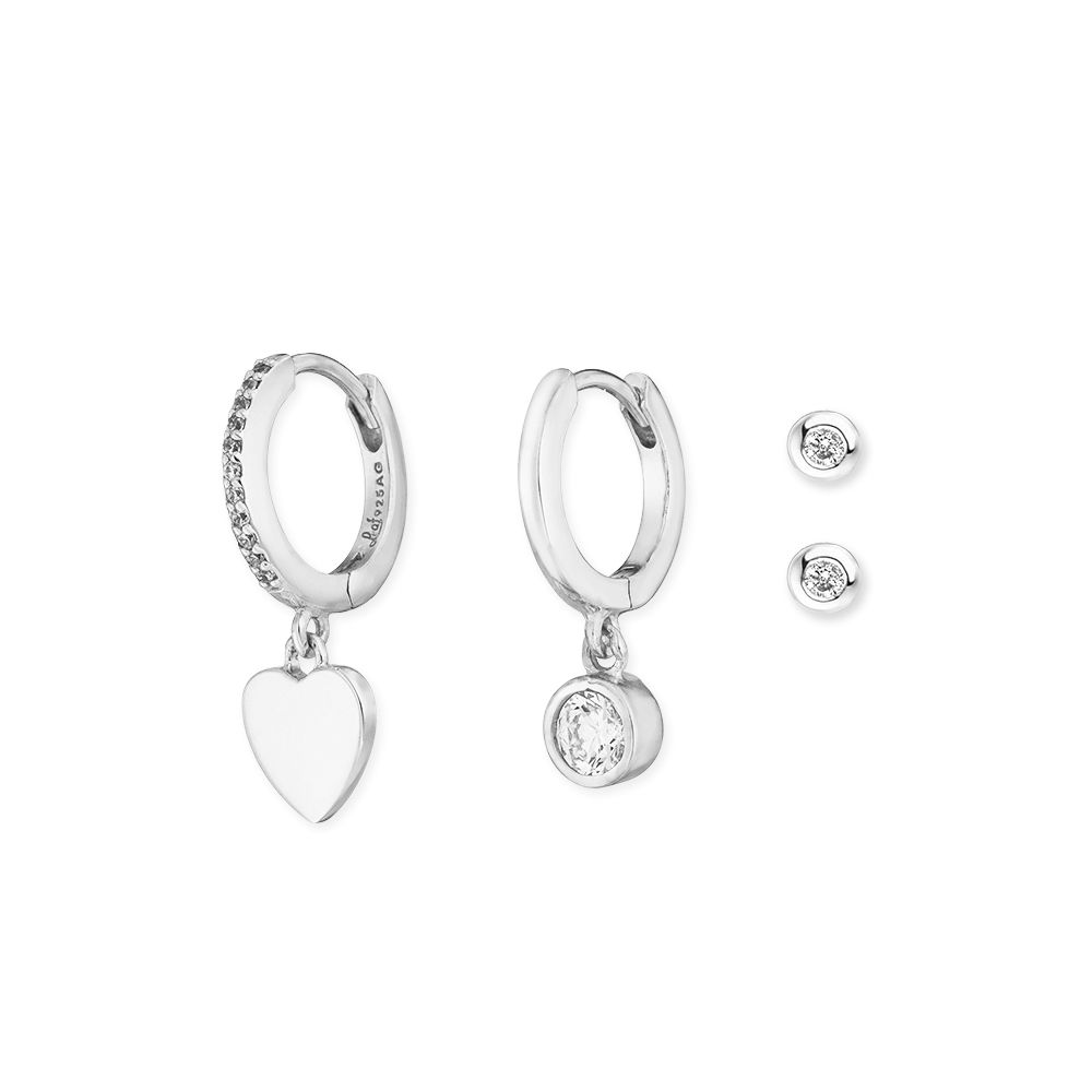 Ear Mix, 4-er Set, 925 Sterlingsilber