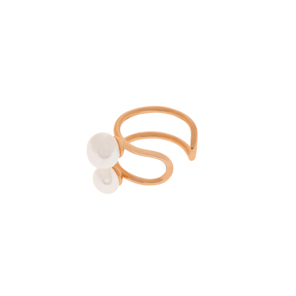 Earcuff 2 Pearls, 18 K Rosegold vergoldet