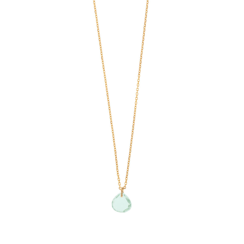 Halskette Heart Stone, 18 K Gelbgold vergoldet, Aqua Chalzedon