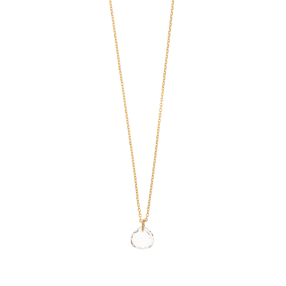 Halskette Heart Stone, 18 K Gelbgold vergoldet, Bergkristall