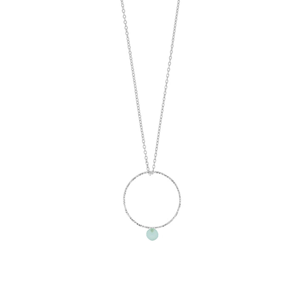 Halskette Rain Drop Circle, 925 Sterlingsilber, Aqua Chalzedon