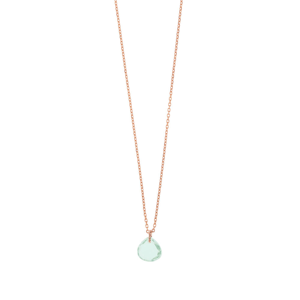 Halskette Heart Stone, 18 K Rosegold vergoldet, Aqua Chalzedon