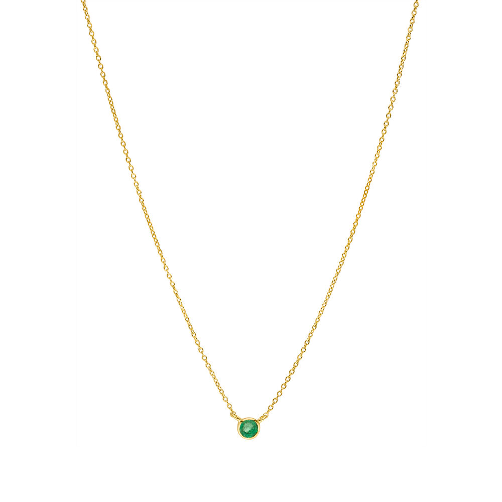 Halskette Smaragd, 14K Gelbgold 