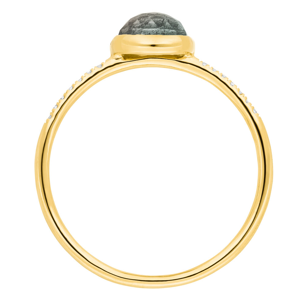 Ring Labradorit mit Diamanten, 14 Karat Gelbgold 