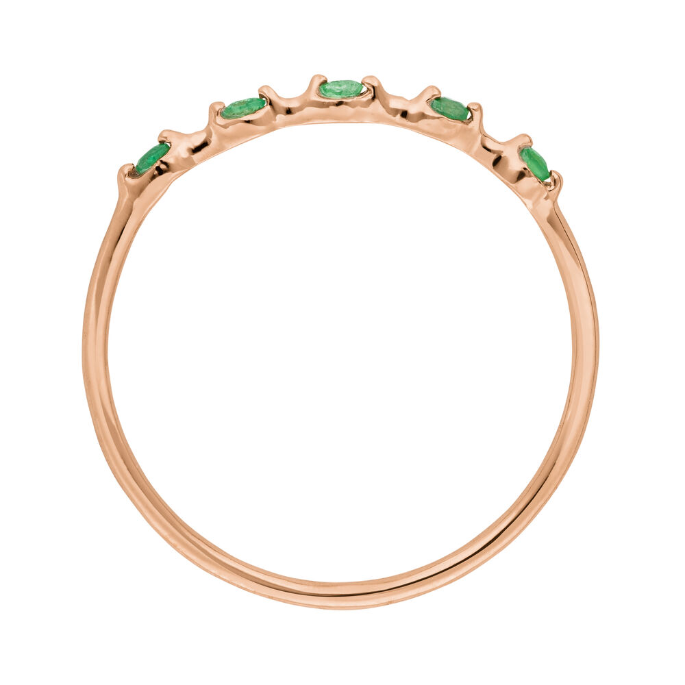 Ring mit 5 Smaragden, 14 Karat Rosegold Bild 3