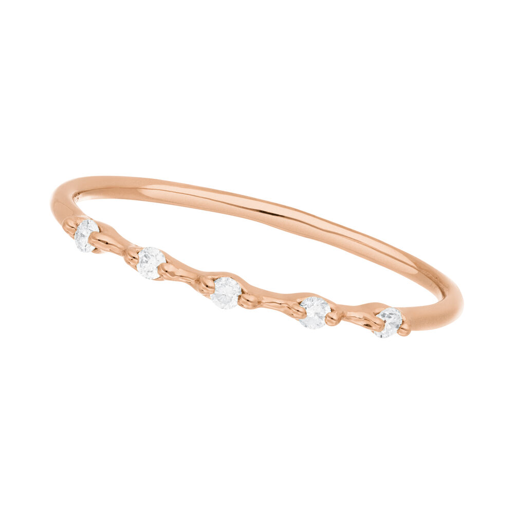 Verlobungsring mit 5 Diamanten, 14 Karat Rosegold Bild 5