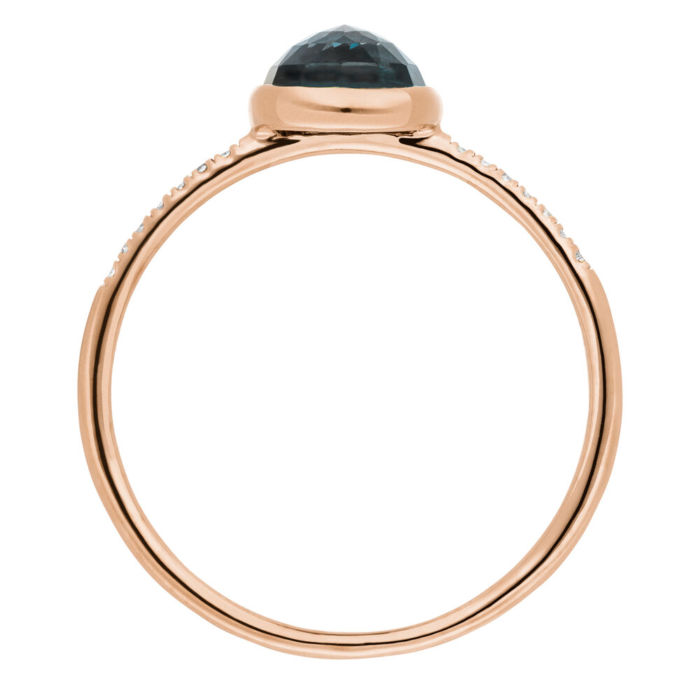 Ring Blue Topas mit Diamanten, 14 Karat Rosegold 