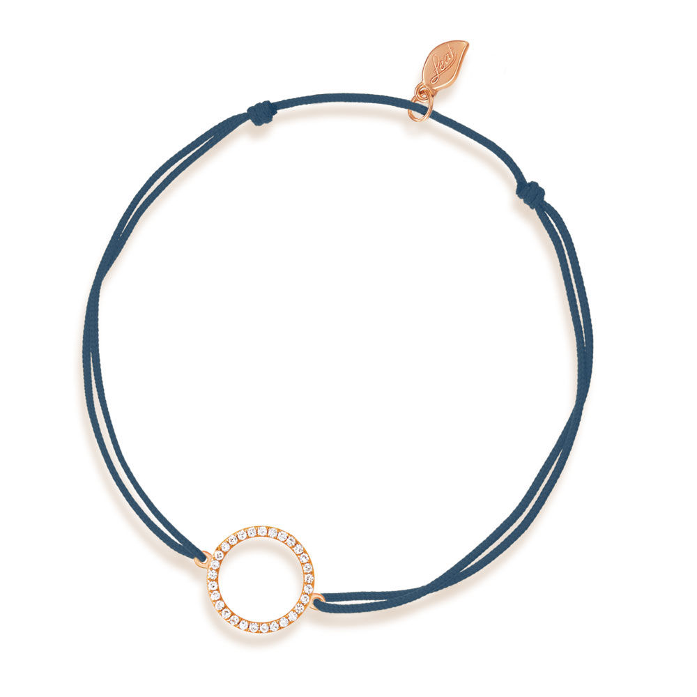 Freundschaftsarmband Circle mit Diamanten, 18 Karat Rosegold, Navy