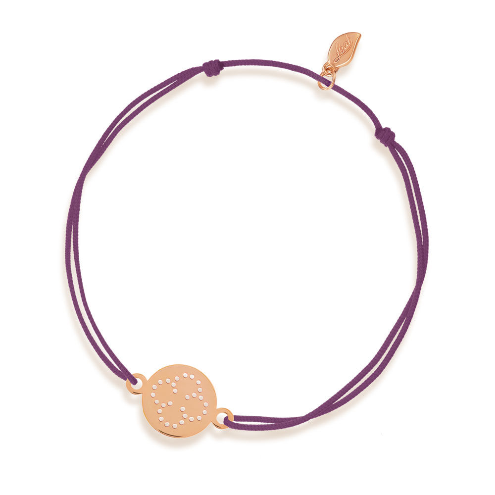 Freundschaftsarmband Disc CLOVER, 14 Karat Rosegold