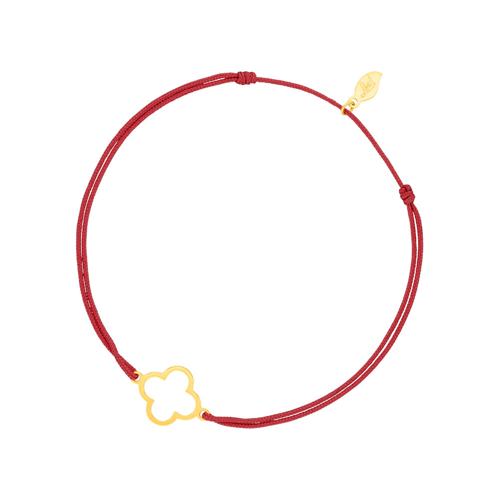 Freundschaftsarmband GENTLE CLOVER, 14 K Gelbgold, Rot