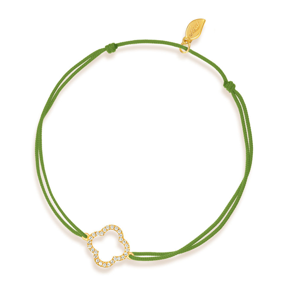 Freundschaftsarmband Kleeblatt mit Diamanten, 18 Karat Gelbgold