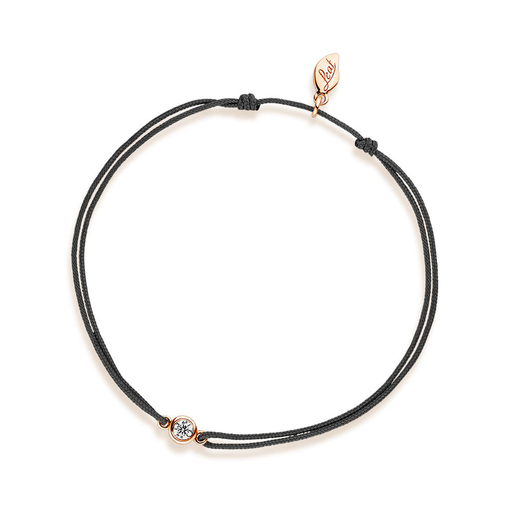Freundschaftsarmband MY FIRST DIAMOND, 14 Karat Rosegold, Anthrazit