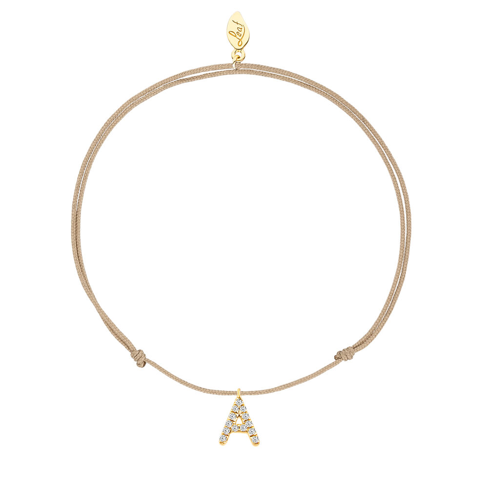 Freundschaftsarmband mit Letter Charm, 14 Karat Gelbgold mit Diamanten