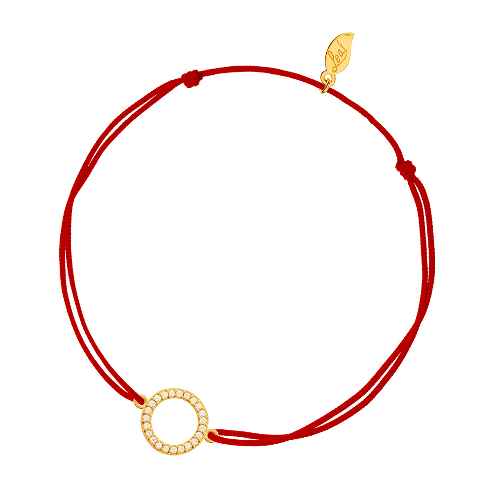 Glcksarmbndchen Circle Zirkonia, Gelbgold vergoldet, Rot