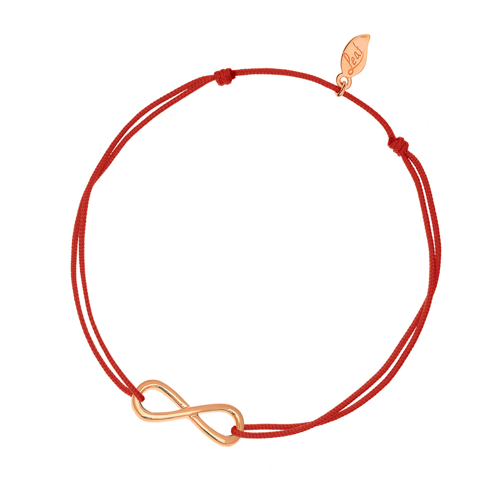 Glcksarmbndchen Infinity, Rosgold vergoldet, Rot
