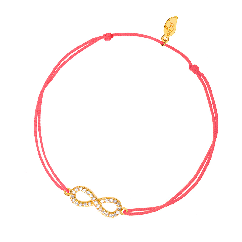 Gl�cksarmb�ndchen Infinity Zirkonia, Gelbgold vergoldet, Koralle
