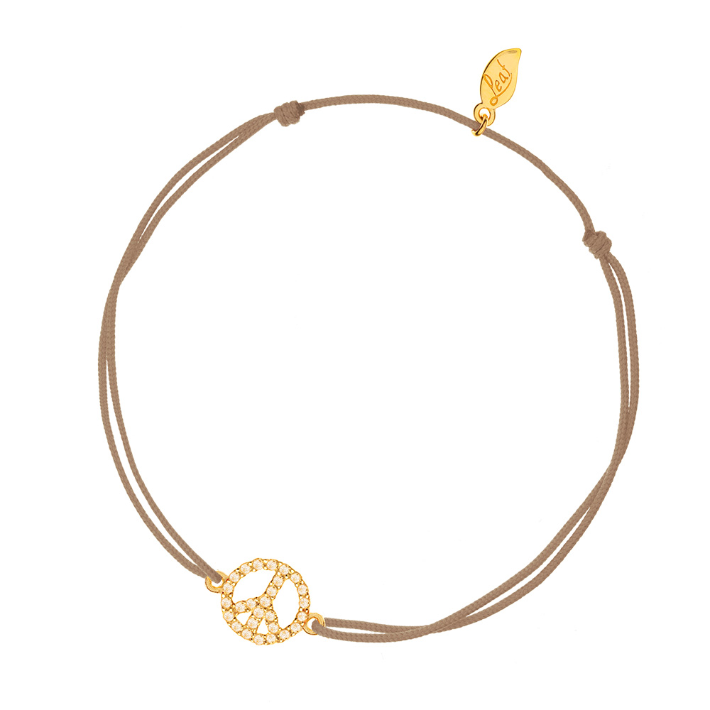 Glcksarmband PEACE mit Zirkonia, 18 K Gelbgold vegoldet, Beige