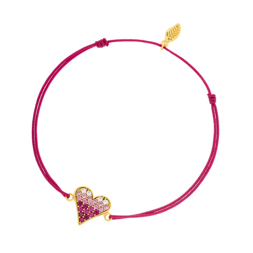 Glcksarmband Pink Valentine, 18 K Gelbgold vergoldet, Fuchsia