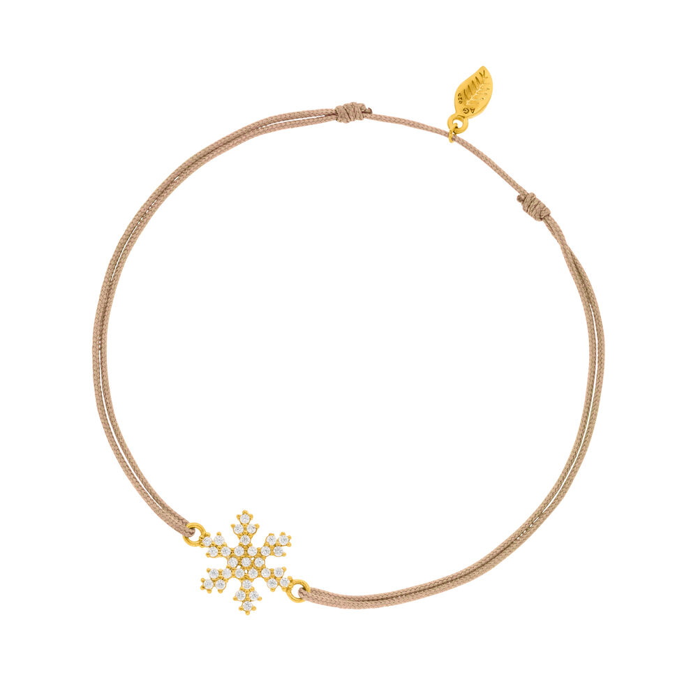 Glcksarmband Snowflake, 18 K Gelbgold vergoldet, Beige