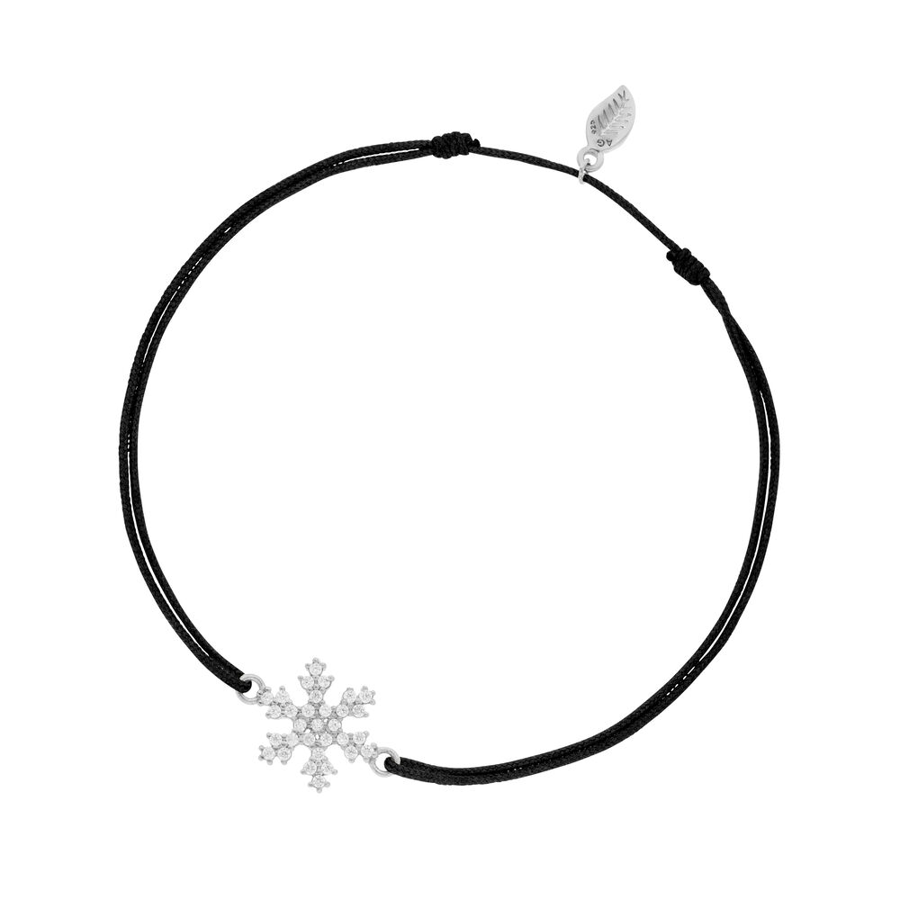 Glcksarmband Snowflake, 925 Sterlingsilber, Schwarz