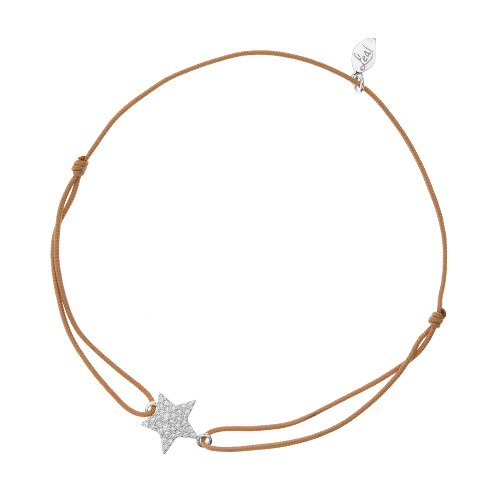 Glcksarmband Stern, Silber, Zirkonia, Beige