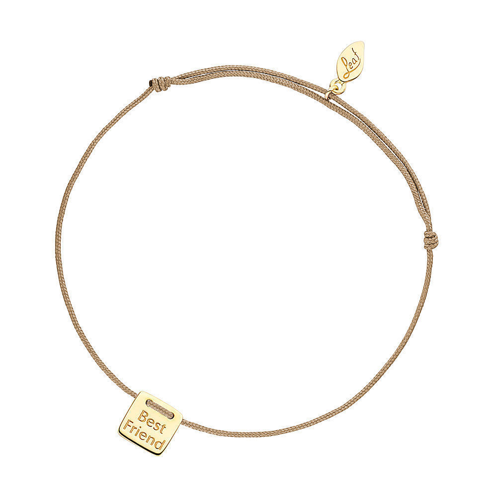 Glcksbndchen Best Friend, 18 K Gelbgold vergoldet, Beige