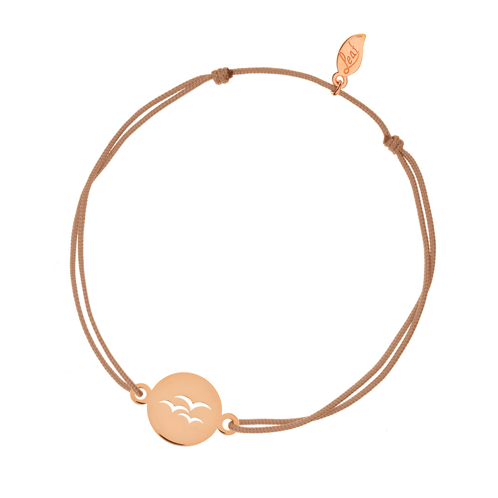 Glcksbndchen Birds, 14 K Rosegold, Beige