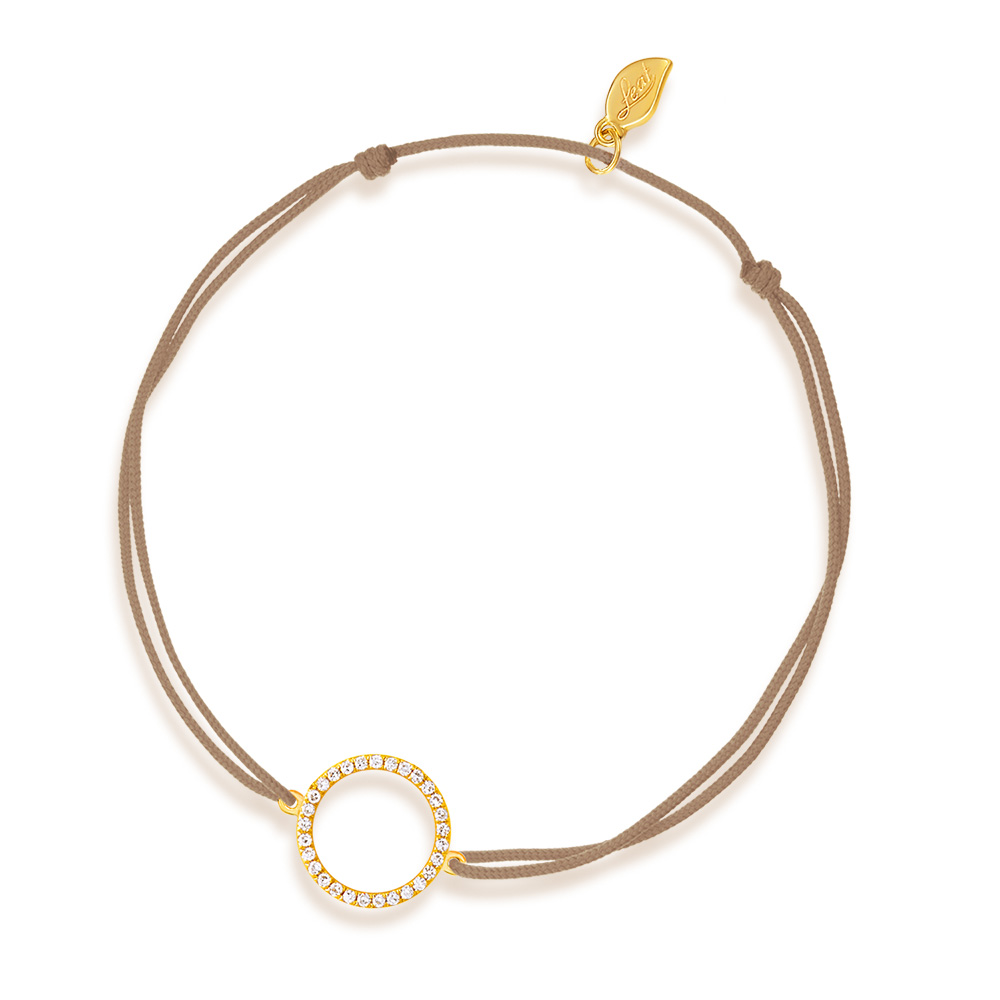 Glcksbndchen Circle mit Diamanten, 18 K Gelbgold,Beige