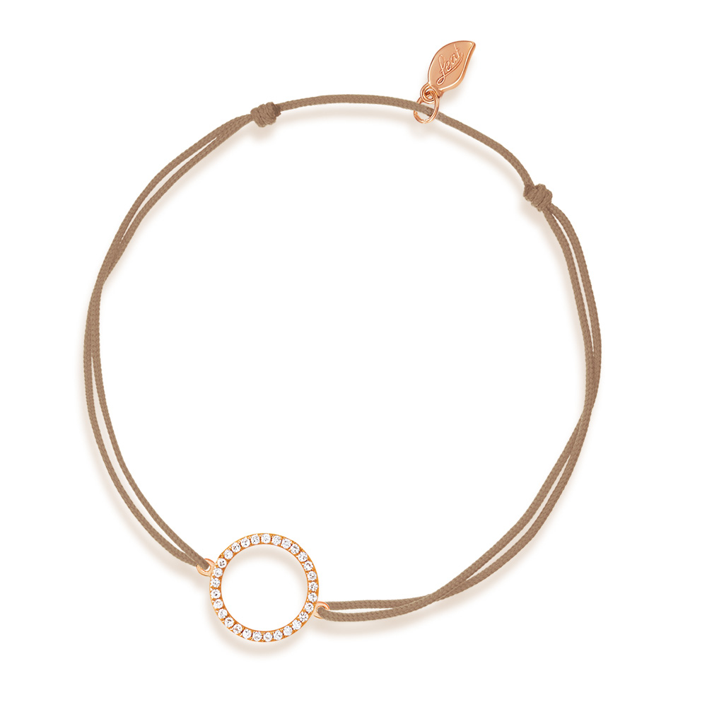 Glcksbndchen Circle mit Diamanten, 18 K Rosegold, Beige