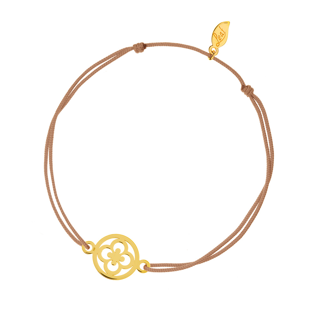 Glcksbndchen Clover, 14 K Gelbgold, Beige