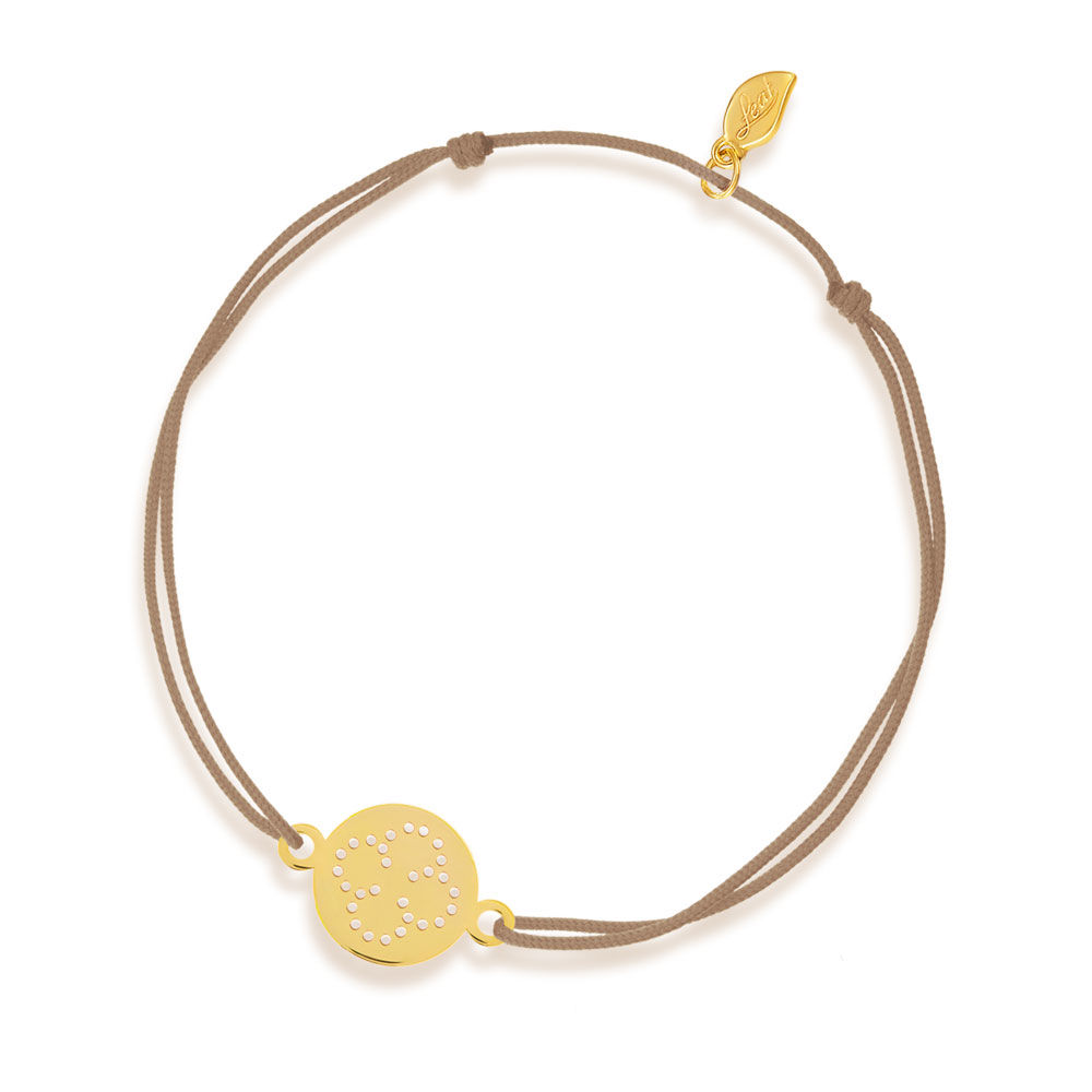 Glcksbndchen Disc CLOVER, 14K Gelbgold, Beige