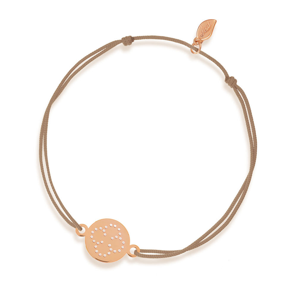 Glcksbndchen Disc CLOVER, 14K Rosegold, Beige