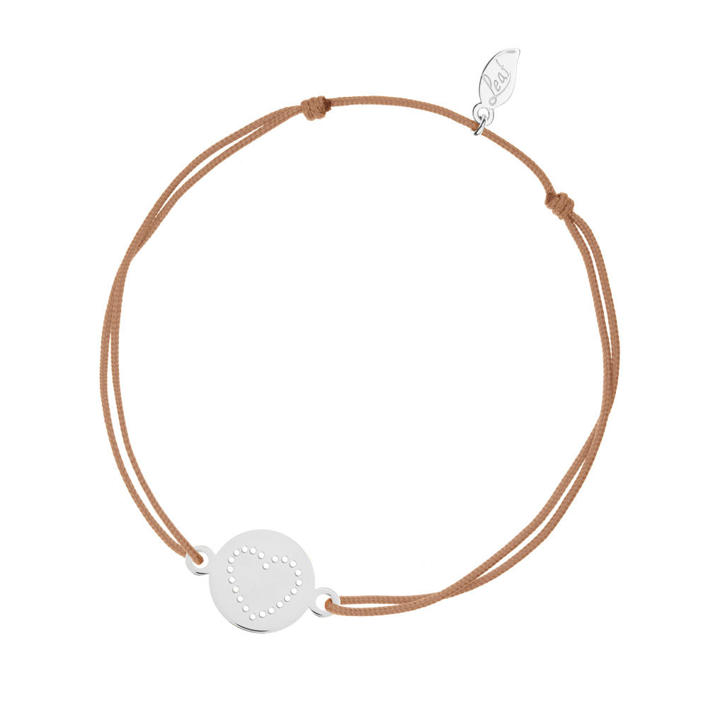 Glcksbndchen Disc HEART, 14K Weissgold, Beige