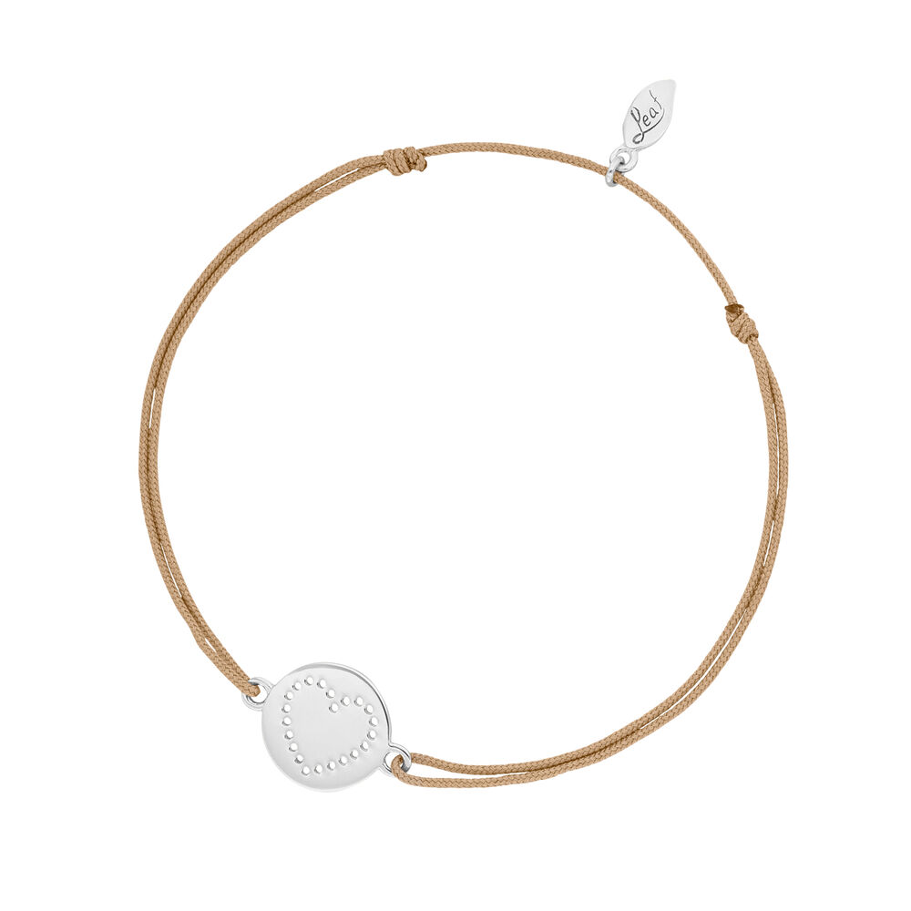 Glcksbndchen Disc HEART, Silber, Beige