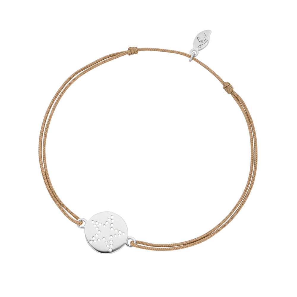 Glcksbndchen Disc STAR, Silber, Beige