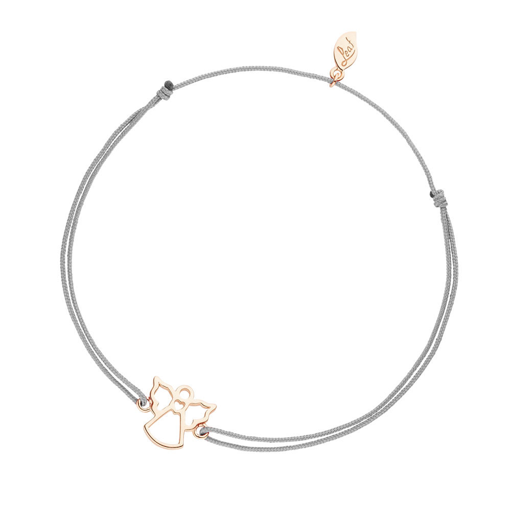 Glcksbndchen Engel, Grau, 18K Rosegold vergoldet