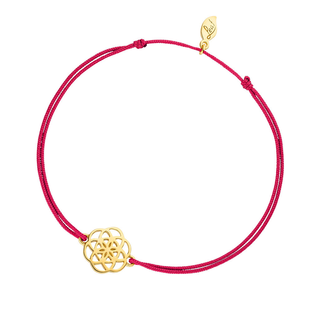 Glcksbndchen Flower of Life, 18K Gelbgold vergoldet, Fuchisa