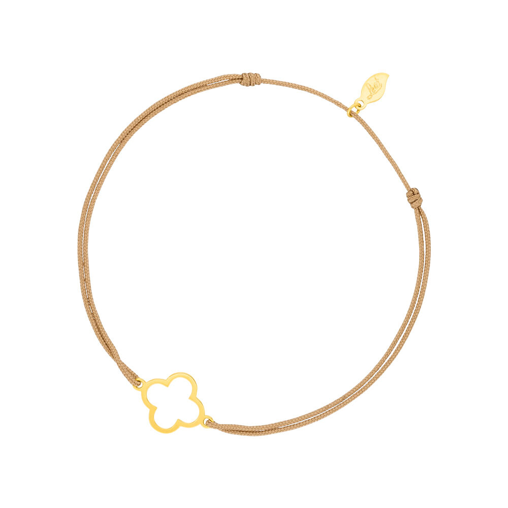 Glcksbndchen GENTLE CLOVER, 14 K Gelbgold, Beige