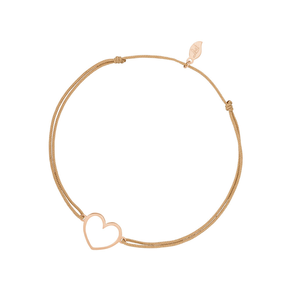 Glcksbndchen GENTLE HEART, 14 K Rosegold, Beige