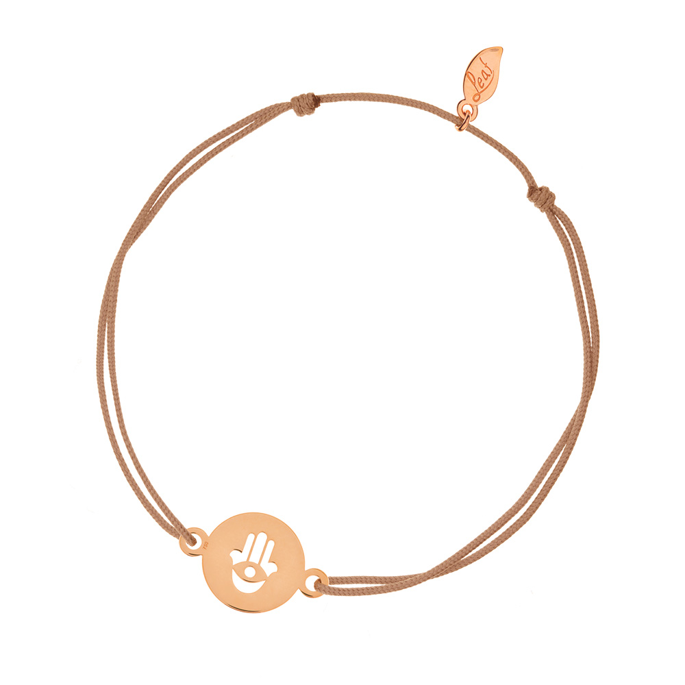 Glcksbndchen Hand der Fatima, 14 K Rosegold, Beige