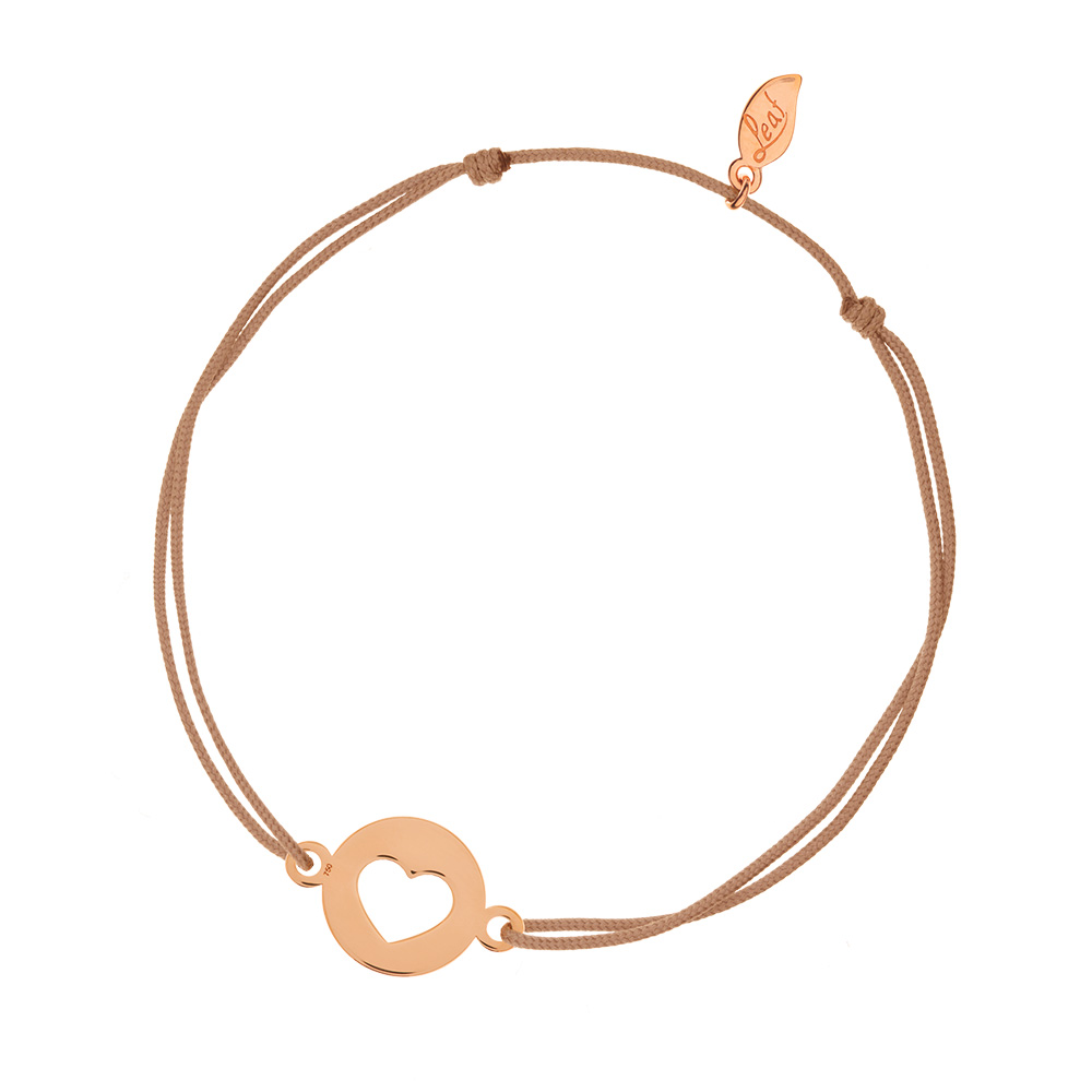 Glcksbndchen Heart, 14 K Rosegold, Beige