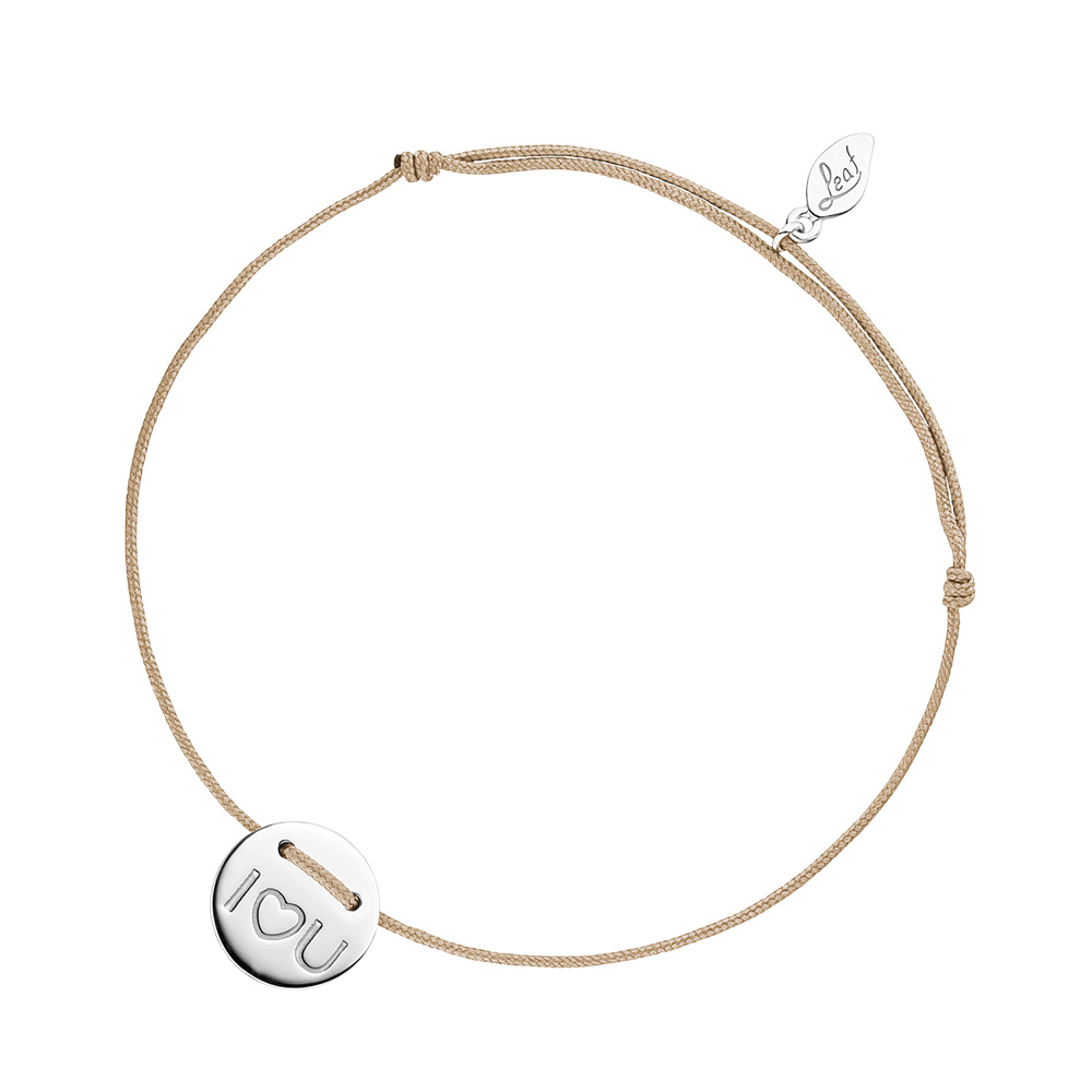 Glcksbndchen I love U, 925 Sterlingsilber, Beige