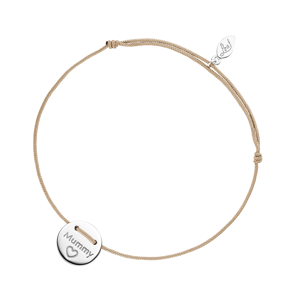 Glcksbndchen Mummy, 925 Sterlingsilber, Beige