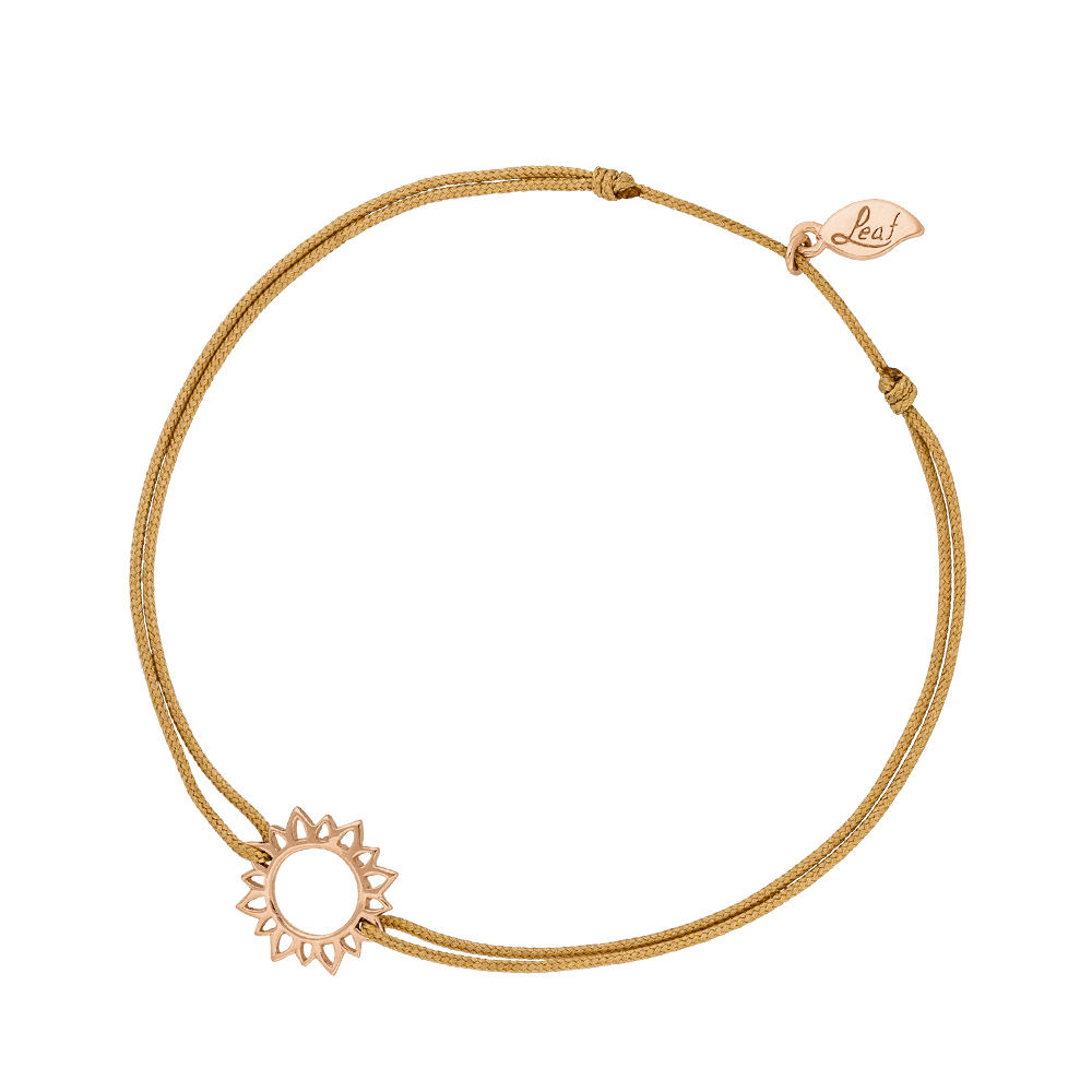 Glcksbndchen Sun Flower, 18 K Rosegold vergoldet, Beige